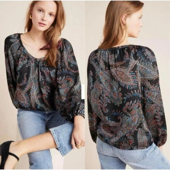 Anthropologie Tops - Maeve‎ Madeira Paisley Peasant Blouse Small Semi-Sheer Boho Top Anthropologie